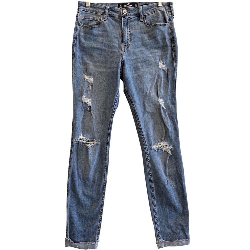 Hollister High-Rise Super Skinny Jeans Women 11R Blue Distressed Classic Stretch